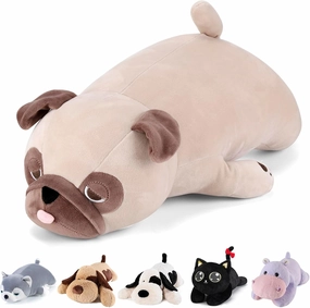 meowtastic Pug Weighted Stuffed Animals - 28 Inch 4.0 Pounds Weighted Plush Bulldog Stuffed Animals - Large Pug Toys Pillow - Cute Plush Toys Gifts for Kids & Adults (28" 4.0 lbs)