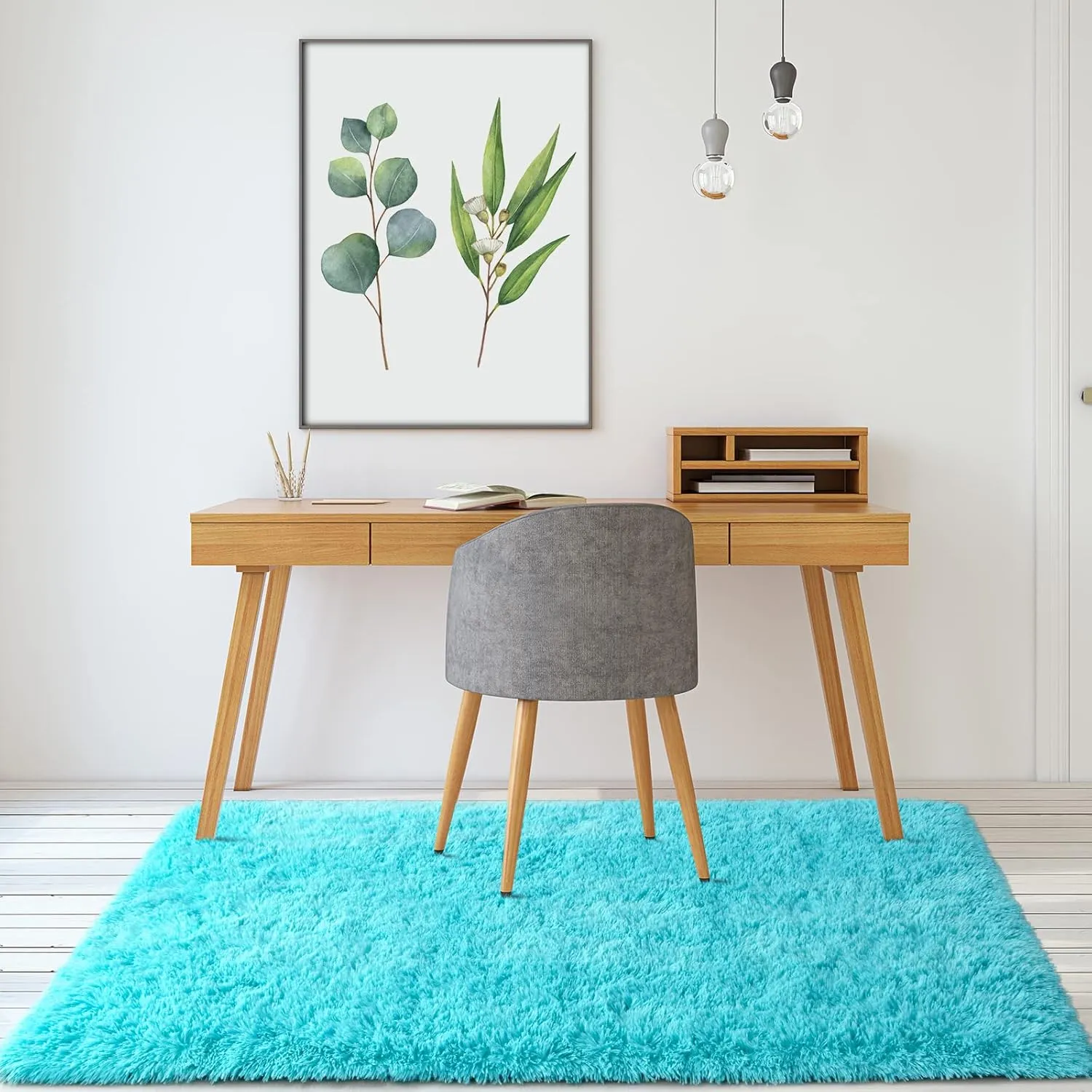 Merelax Soft Fluffy Blue Shaggy Area Rug for Bedroom Boys Kids Room, Comfy Plush Nursery Teal Blue Carpet for Baby Boy Shower Gift Grandchildren Birthday Holiday Home Decor Accent Floor Rugs, 3x5 Feet