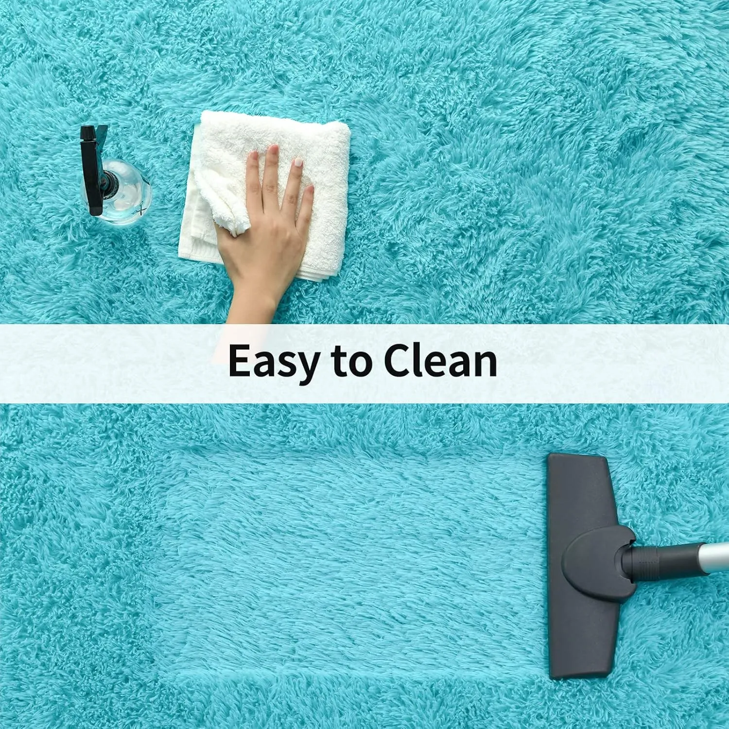 Merelax Soft Fluffy Blue Shaggy Area Rug for Bedroom Boys Kids Room, Comfy Plush Nursery Teal Blue Carpet for Baby Boy Shower Gift Grandchildren Birthday Holiday Home Decor Accent Floor Rugs, 3x5 Feet