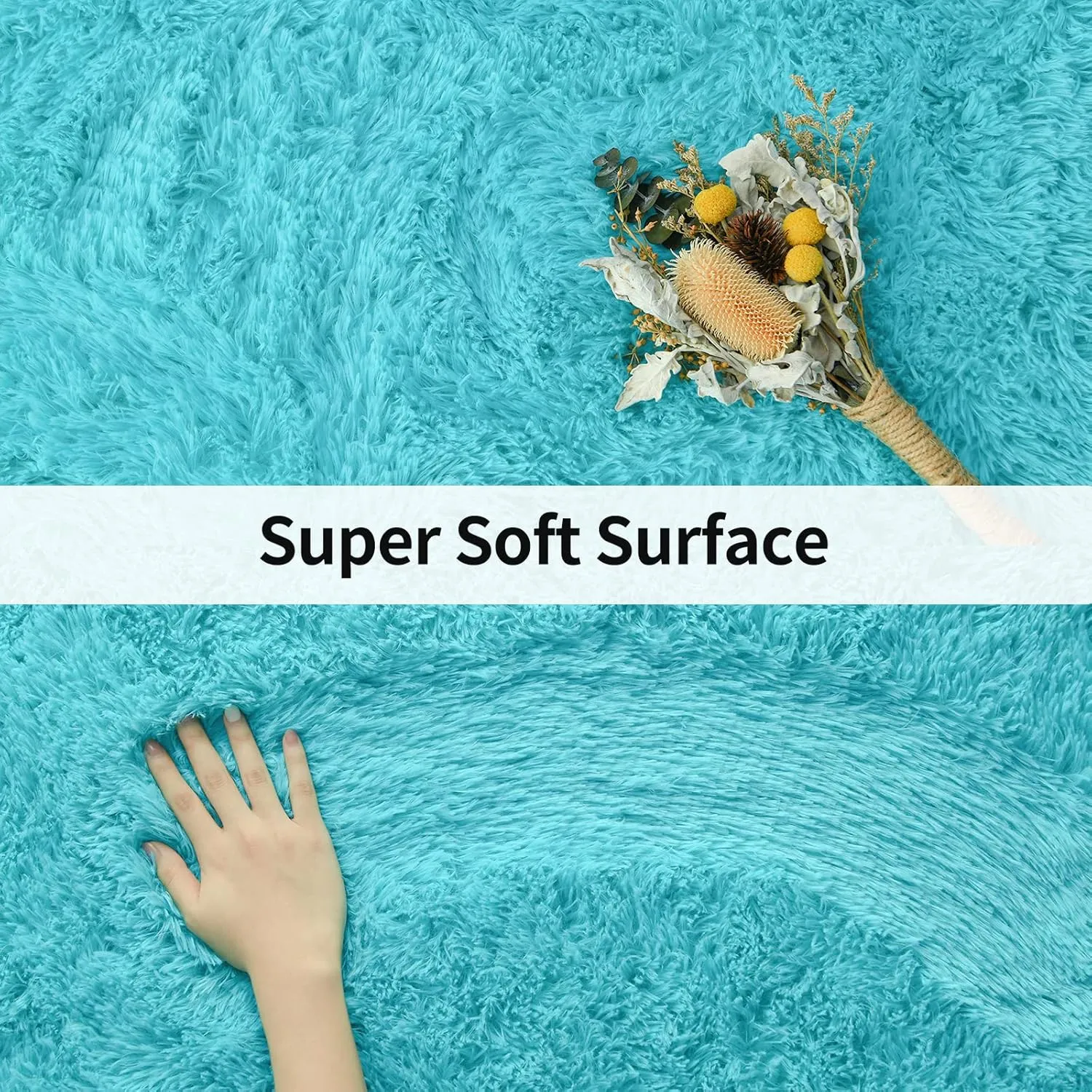 Merelax Soft Fluffy Blue Shaggy Area Rug for Bedroom Boys Kids Room, Comfy Plush Nursery Teal Blue Carpet for Baby Boy Shower Gift Grandchildren Birthday Holiday Home Decor Accent Floor Rugs, 3x5 Feet