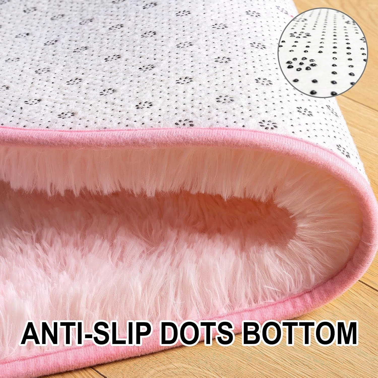 Merelax Soft Shaggy Rug for Kids Bedroom, Oval 2.6'x5.3' Pink Plush Fluffy Furry Carpets for Living Room, Teen Girls Room, Anti-Skid Fuzzy Comfy Rug for Nursery Decor Cute Baby Play Mat
