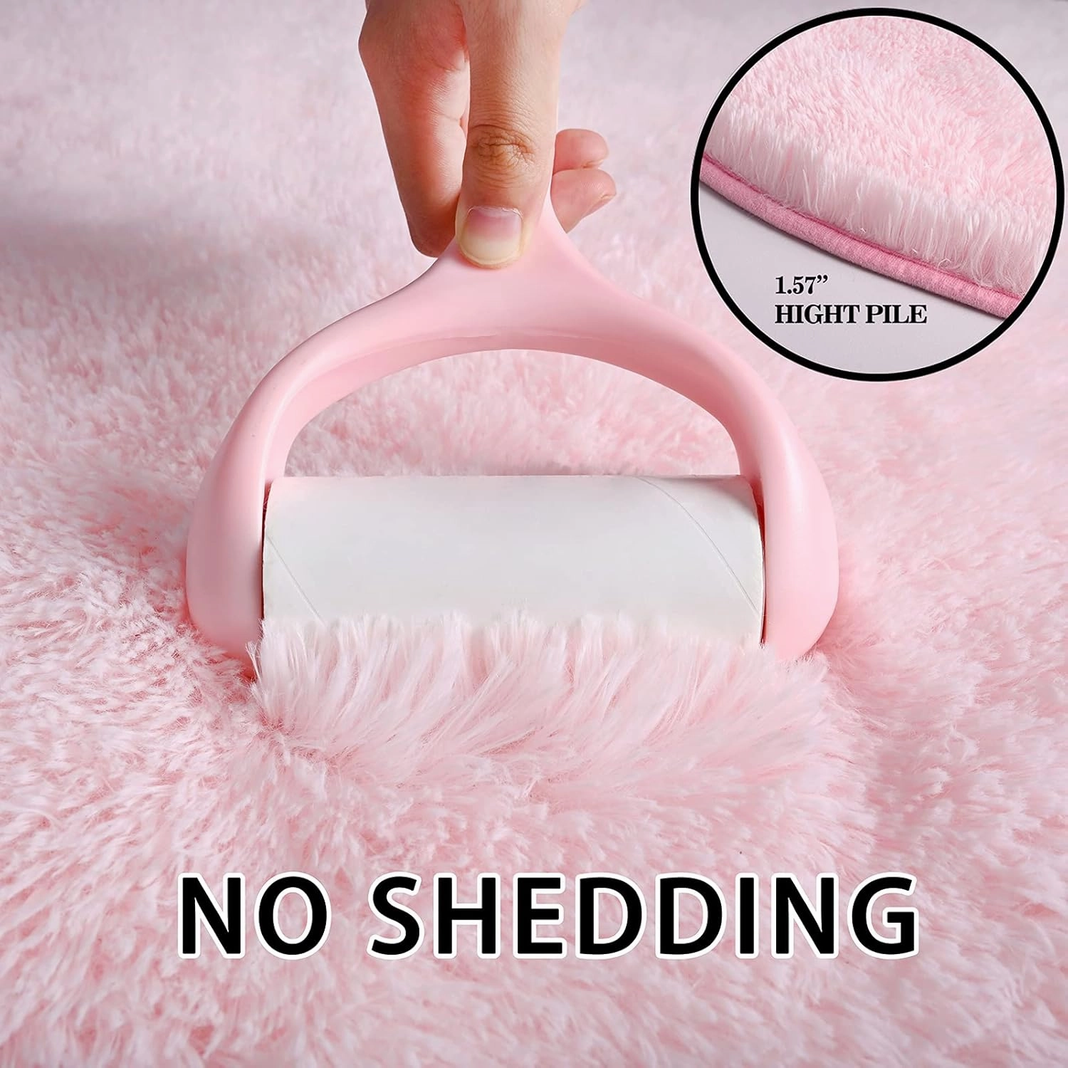 Merelax Soft Shaggy Rug for Kids Bedroom, Oval 2.6'x5.3' Pink Plush Fluffy Furry Carpets for Living Room, Teen Girls Room, Anti-Skid Fuzzy Comfy Rug for Nursery Decor Cute Baby Play Mat
