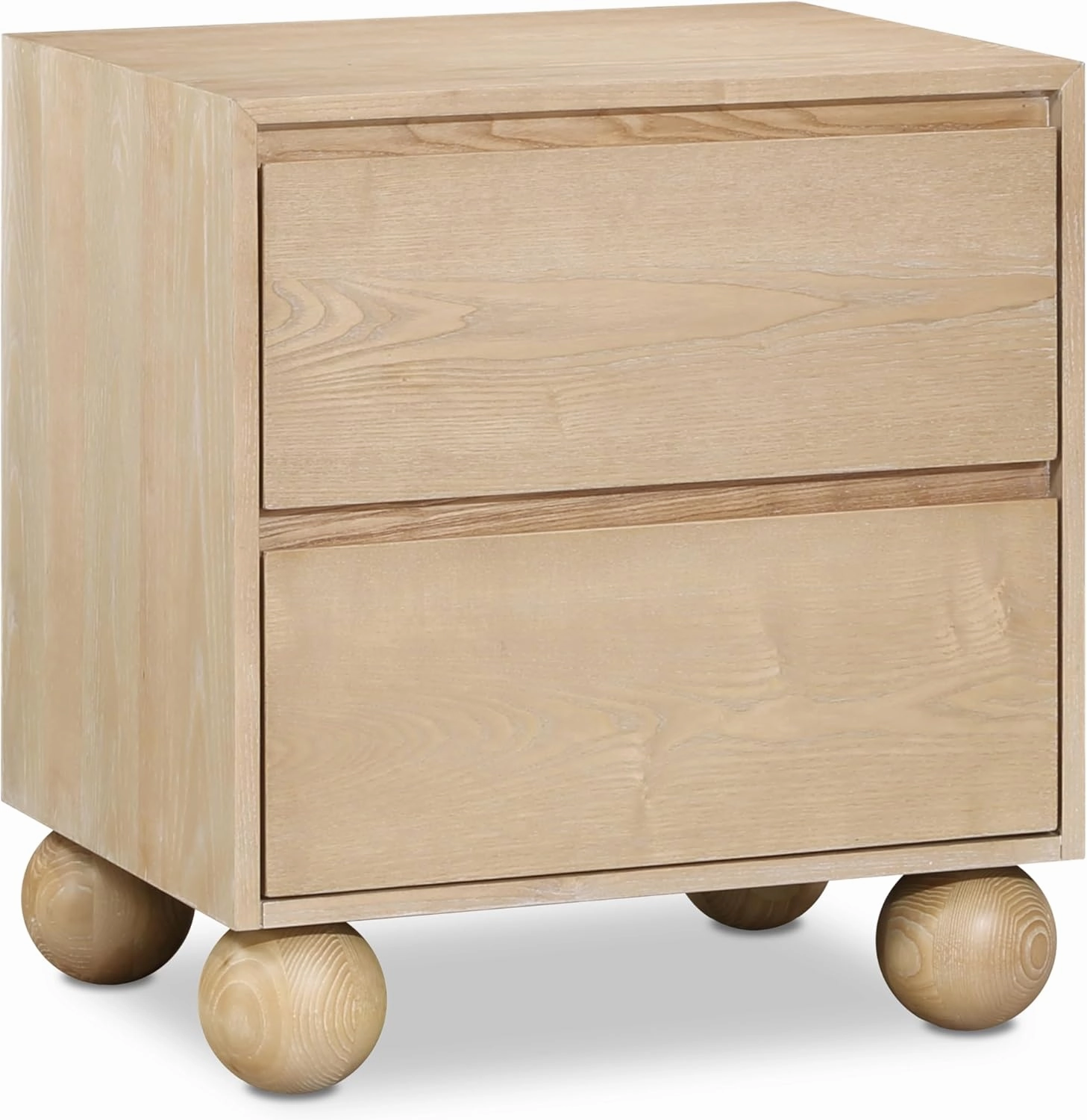 Meridian Furniture KentNatural-NS Kent Collection Art Deco Night Stand with Solid Ash Wood, Rich Natural Finish, Ball Legs, 24" W x 19" D x 26" H, Natural