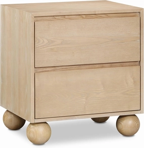 Meridian Furniture KentNatural-NS Kent Collection Art Deco Night Stand with Solid Ash Wood, Rich Natural Finish, Ball Legs, 24" W x 19" D x 26" H, Natural