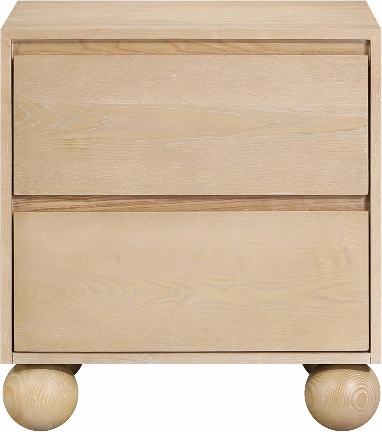 Meridian Furniture KentNatural-NS Kent Collection Art Deco Night Stand with Solid Ash Wood, Rich Natural Finish, Ball Legs, 24" W x 19" D x 26" H, Natural