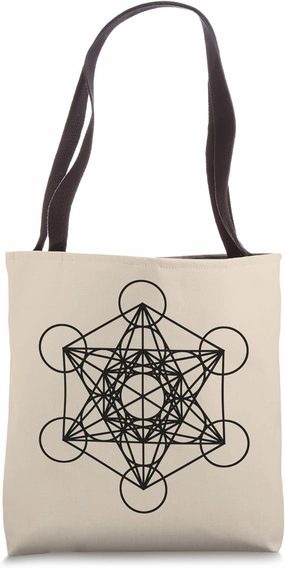 Metatron Cube Sacred Geometry - Beige Neutral Color Tote Bag