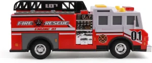 Mighty Fleet Rescue Force 12" Fire Truck Ladder Toy with Realistic Lights & Sounds, Free Wheeling Play & Working Ladder! Ages 3 