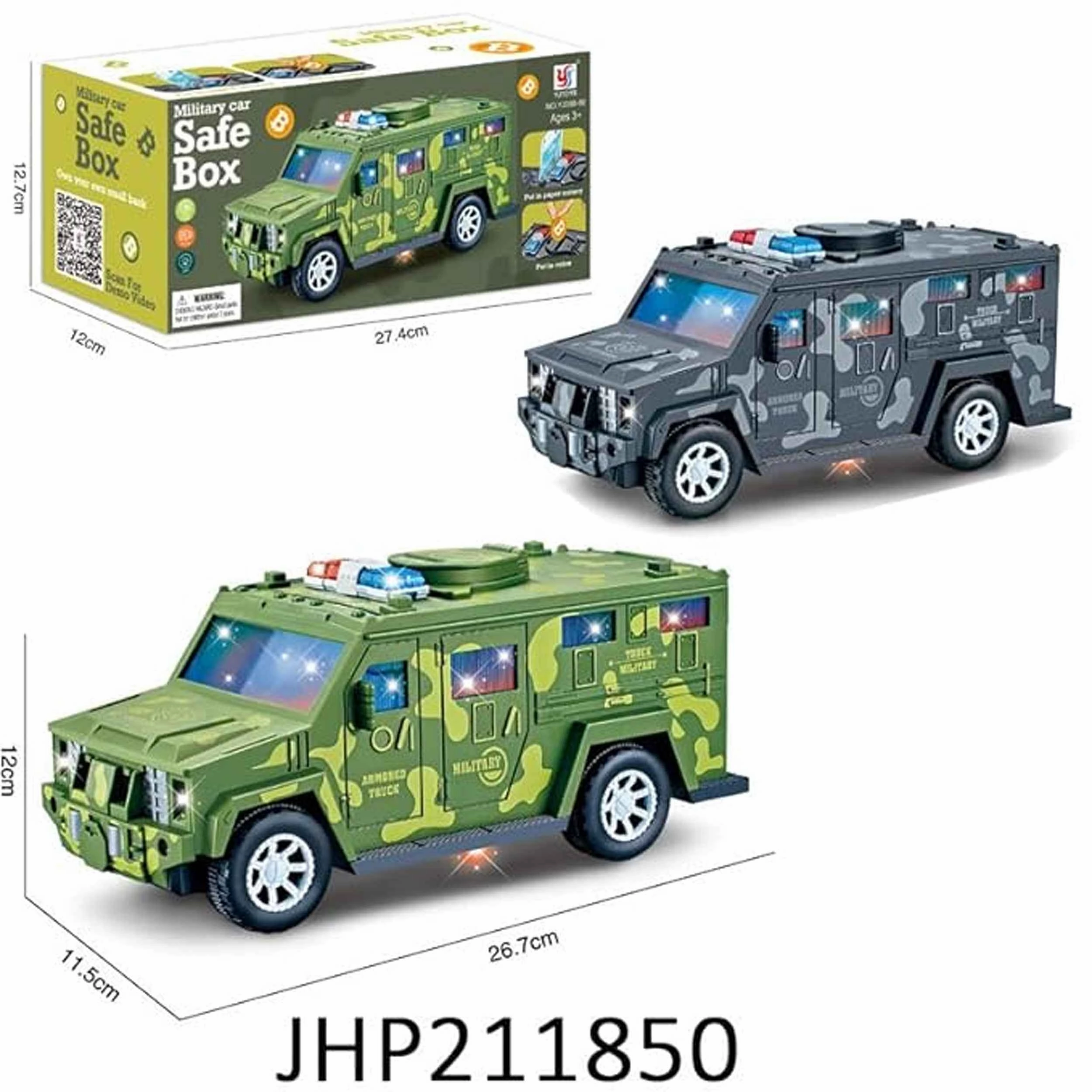 Military Vehicle Money Safe Box Wholesale – Bump & Go with Music & Lights
