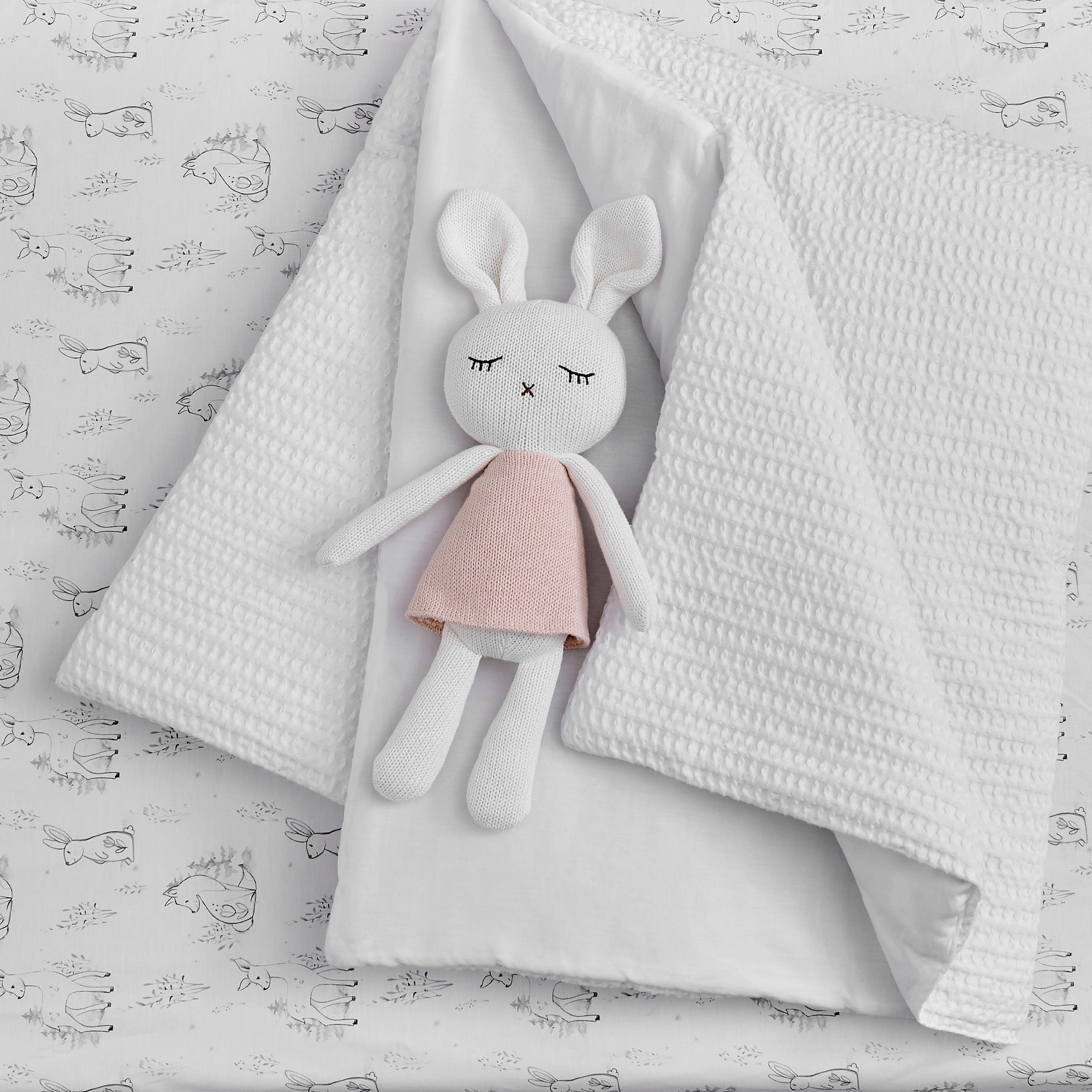 Mills Waffle Pink Bunny Plush