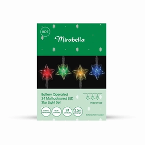 Mirabella Christmas Battery Operated 24 Multicoloured LED Stars Light Set