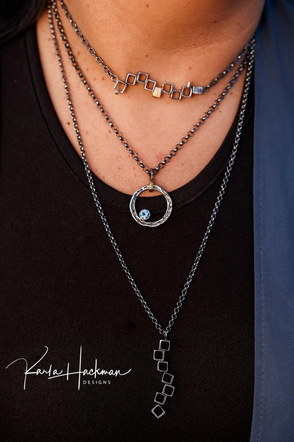 Mixed Metal Cube Choker Necklace
