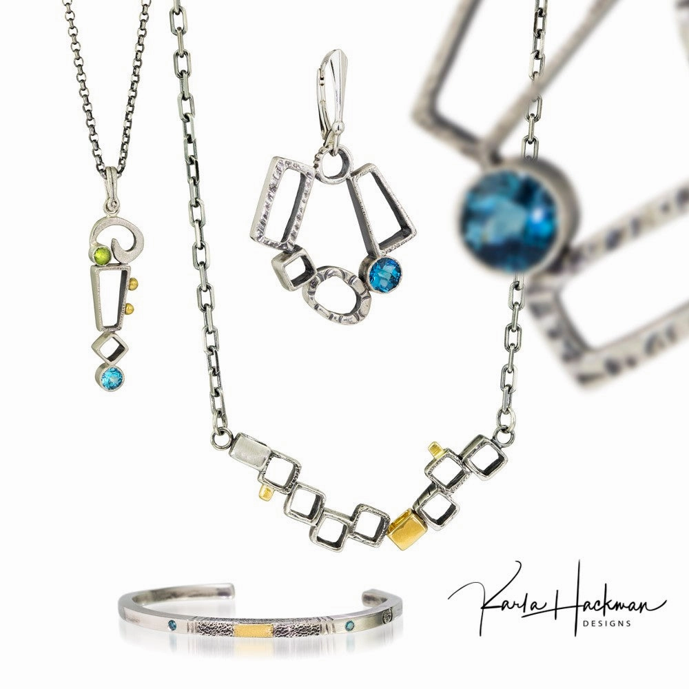 Mixed Metal Cube Choker Necklace