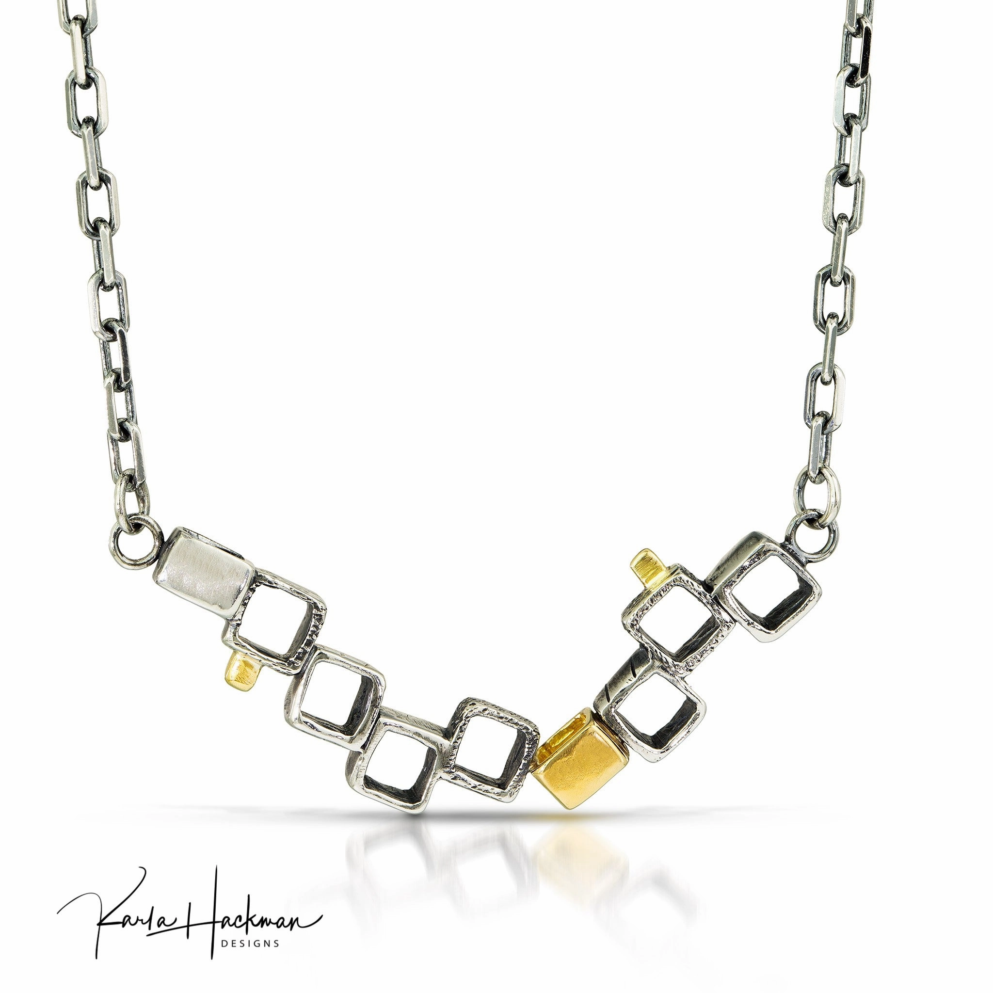 Mixed Metal Cube Choker Necklace