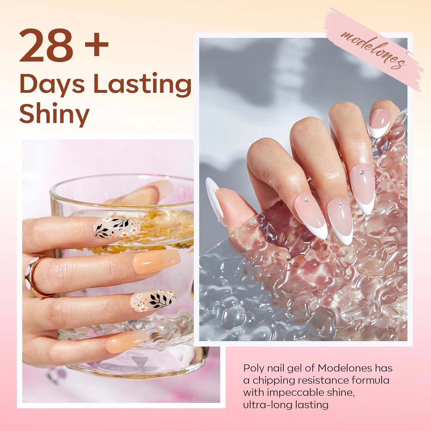 modelones Poly Gel 12 Colors Nude Pink Natural All Seasons Colors Poly Nail Extension Builder Nail Gel Design Professional Salon at Home Holiday Gift for Women