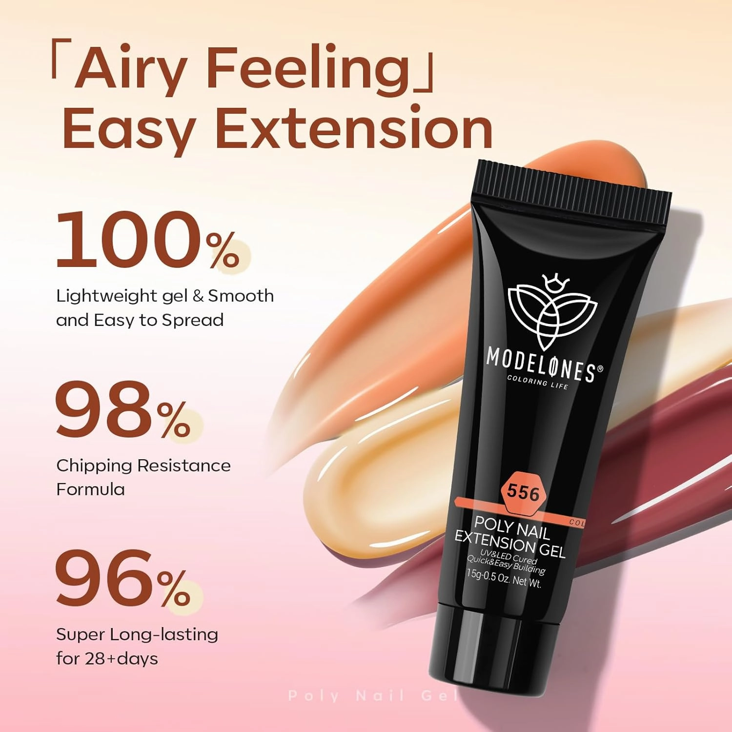 modelones Poly Gel 12 Colors Nude Pink Natural All Seasons Colors Poly Nail Extension Builder Nail Gel Design Professional Salon at Home Holiday Gift for Women