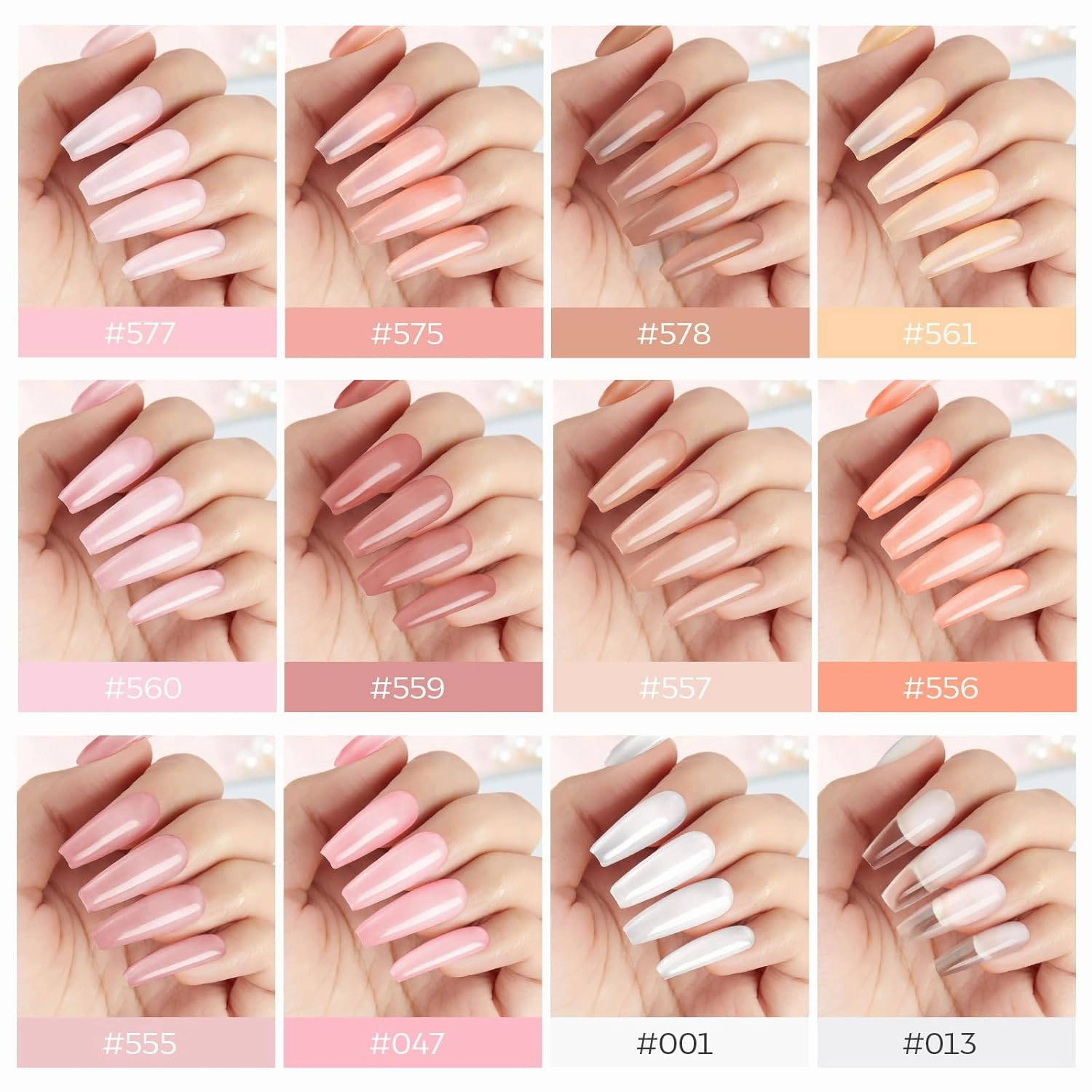 modelones Poly Gel 12 Colors Nude Pink Natural All Seasons Colors Poly Nail Extension Builder Nail Gel Design Professional Salon at Home Holiday Gift for Women