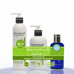 Moisturelab System - Safe for Hair Extensions, Weaves and Wigs - Salon Formula Shampoo, Conditioner & Serum - Gentle Sulfate-free Lather
