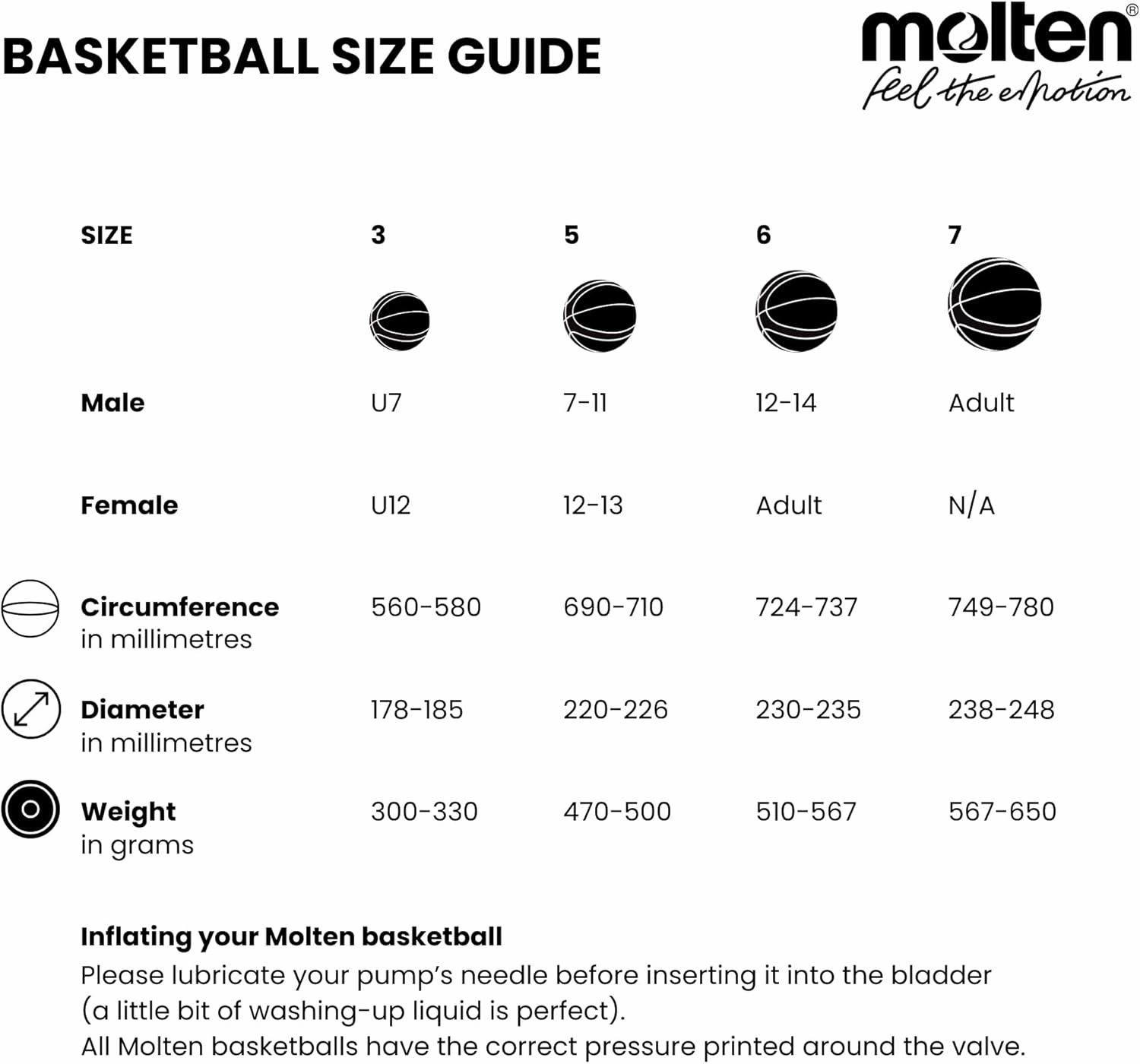 Molten Basketball, FIBA Approved, Adult Size 7, 1 Set, 1 Piece, 28.5 inches, Orange/Cream