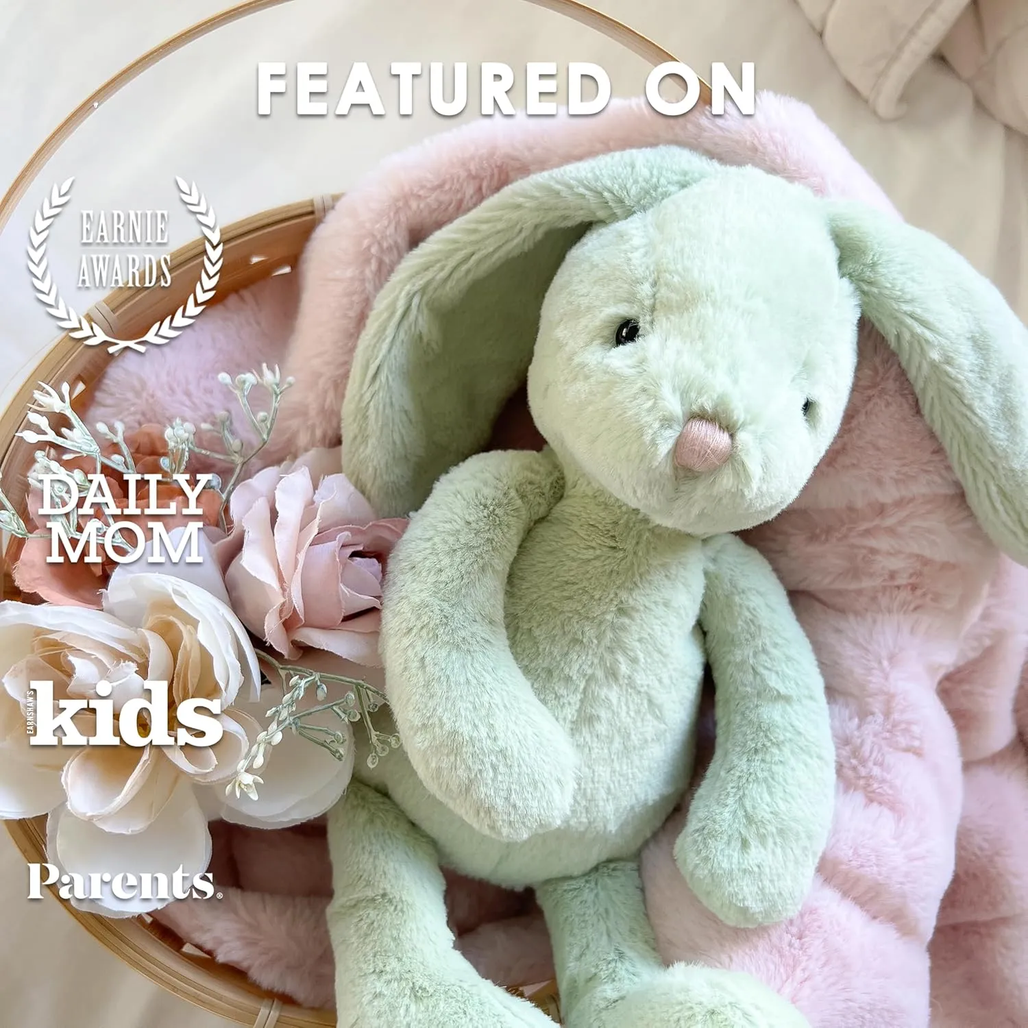 MON AMI Bunny Stuffed Animal – Soft & Cuddly, Huggable Rabbit Plush Toy, Nursery Décor, Valentine's Day (Chloe The Bunny)