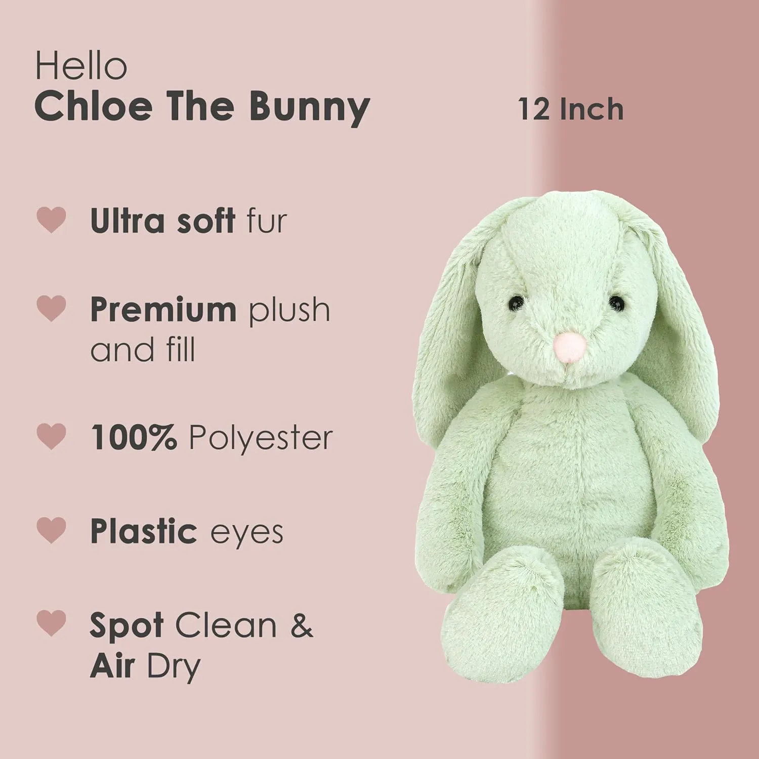 MON AMI Bunny Stuffed Animal – Soft & Cuddly, Huggable Rabbit Plush Toy, Nursery Décor, Valentine's Day (Chloe The Bunny)