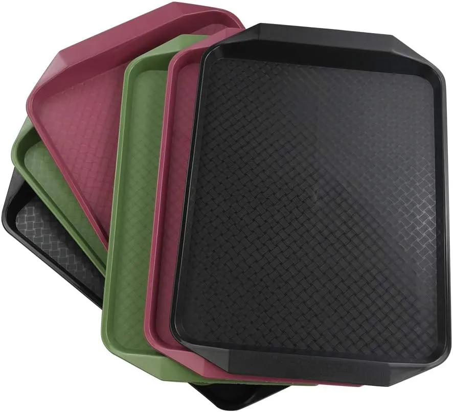 Morcte 6-Piece Plastic Fast Food Serving Trays, 16.73" x 11.73"