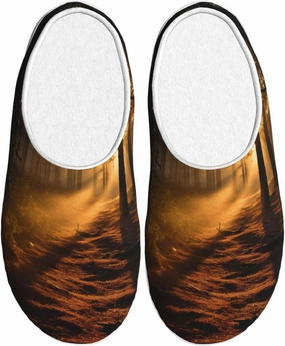 Morning Sunlight In Wilderness Slippers With Fluffy Soft Warm For Men, Flannel Slippers Cozy Plush Indoor Outdoor, Size 10-11