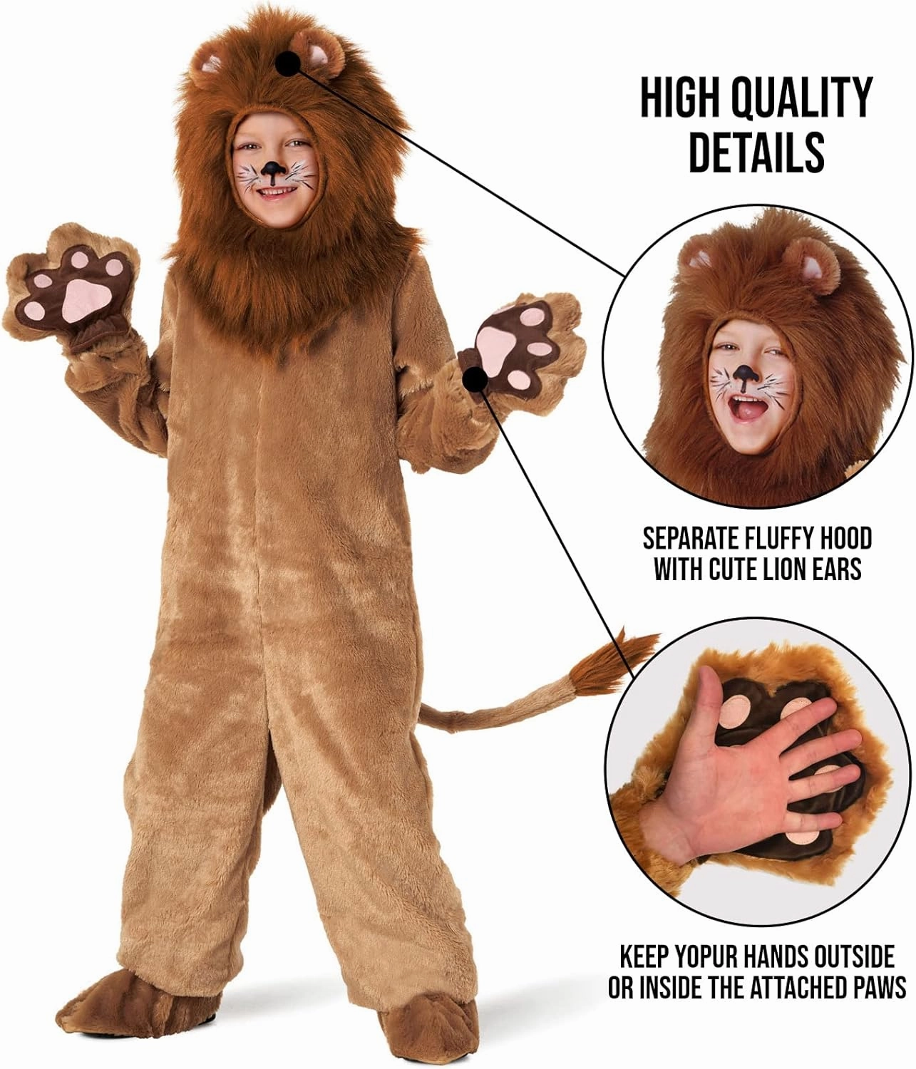 Morph Deluxe Lion Costume Kids Lion Mane Costume Halloween Costumes For Boys, Girls and Toddlers