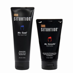 Mr. Cool Hair Gel, Strong Hold, Wet Look Intense Shine, Alcohol-Free and Mr. Smooth Hand Thick Lotion for Dry Skin Relief & Hypoallergenic