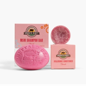 MSM Shampoo Bar   Hyaluronic Hair Conditioner Bar, Solid Bar Shampoo and Conditioner for Hair Growth, Non-Soap, For All Hair Types, Floral, Set of 2