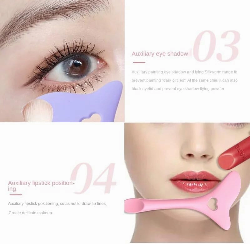 Multifunctional Makeup Eyeliner Aids Eyelash Eye Shadow Lipstick Positioning Silicone Beauty Tools (Green), 1PCS, As the Picture