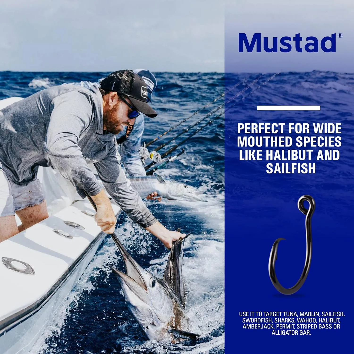 Mustad Demon Perfect Inline Circle Hook 39950NP, 3X Strong Fishing Hooks, Wide Gap Circle Hook Packs for Saltwater & Freshwater Fishing, Original Design Big Hooks, Black Nickel