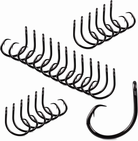 Mustad Demon Perfect Inline Circle Hook 39950NP, 3X Strong Fishing Hooks, Wide Gap Circle Hook Packs for Saltwater & Freshwater Fishing, Original Design Big Hooks, Black Nickel - Size 7/0-25 Packs