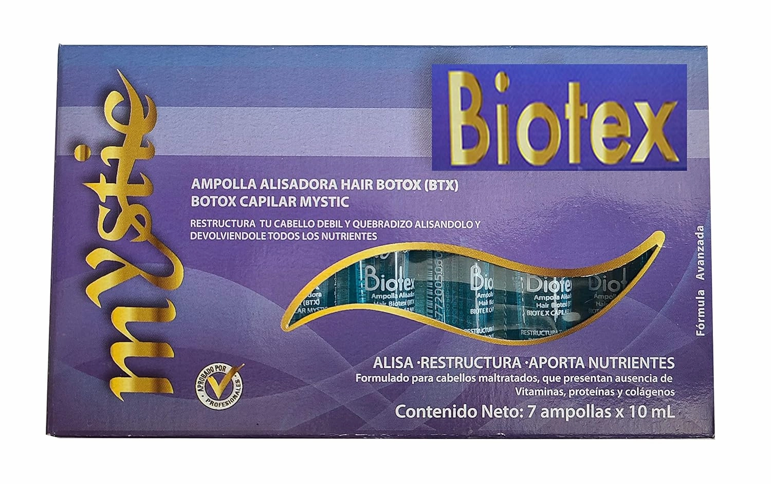 Mystic Biotex Ampoule Anti-Frizz, Restores and Repairs Damaged Hair - Provides Essential Nutrients and Vitamins - Hair Treatment Ampoules With Hyaluronic & Amino Acid (Pack 7)