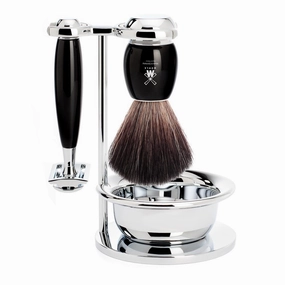 MÜHLE VIVO Black 4-piece Shaving Set Black Fibre Safety Razor Shaving Set