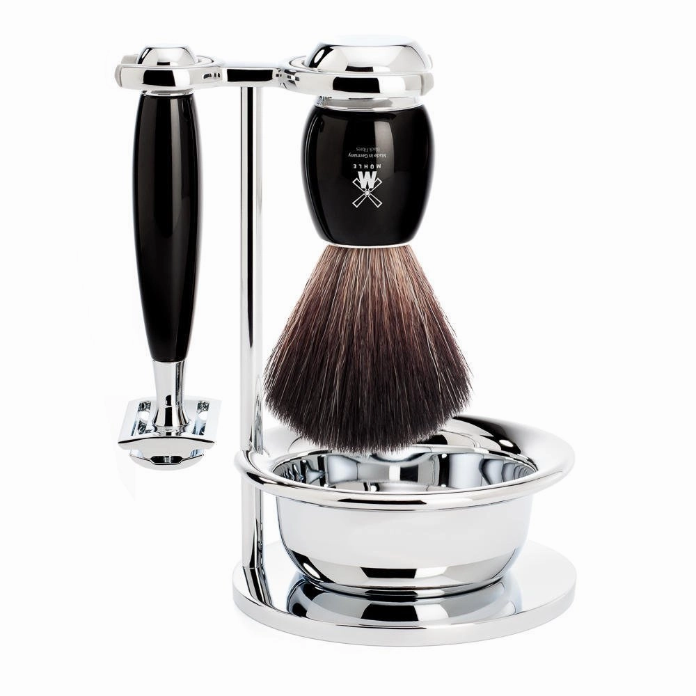 MÜHLE VIVO Black 4-piece Shaving Set Black Fibre Safety Razor Shaving Set