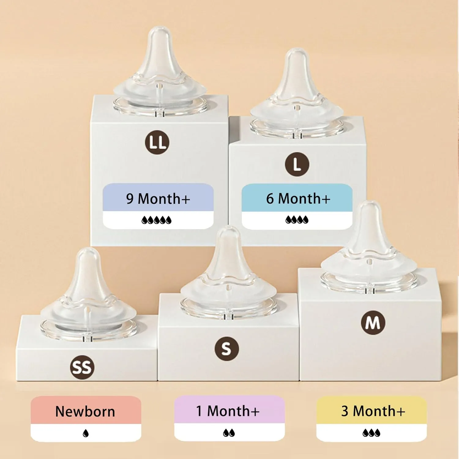 Natural Glass Baby Bottle Wide Neck, Anti-Colic Baby Bottle, Clear, 5.4oz(Pack of 4), Includes 4Pcs Natural Response Nipple(S), 1 Months 