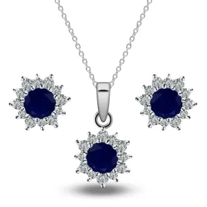 Natural Sapphire Pendant Set