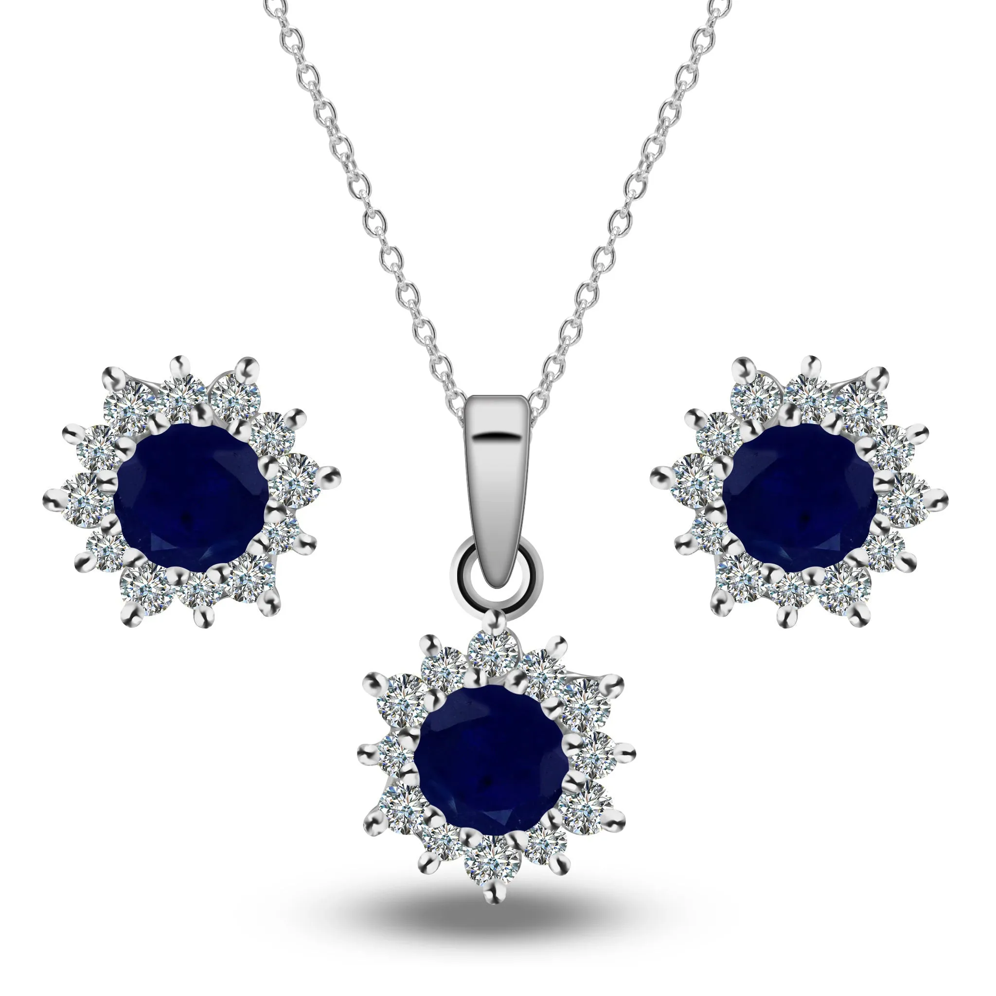 Natural Sapphire Pendant Set