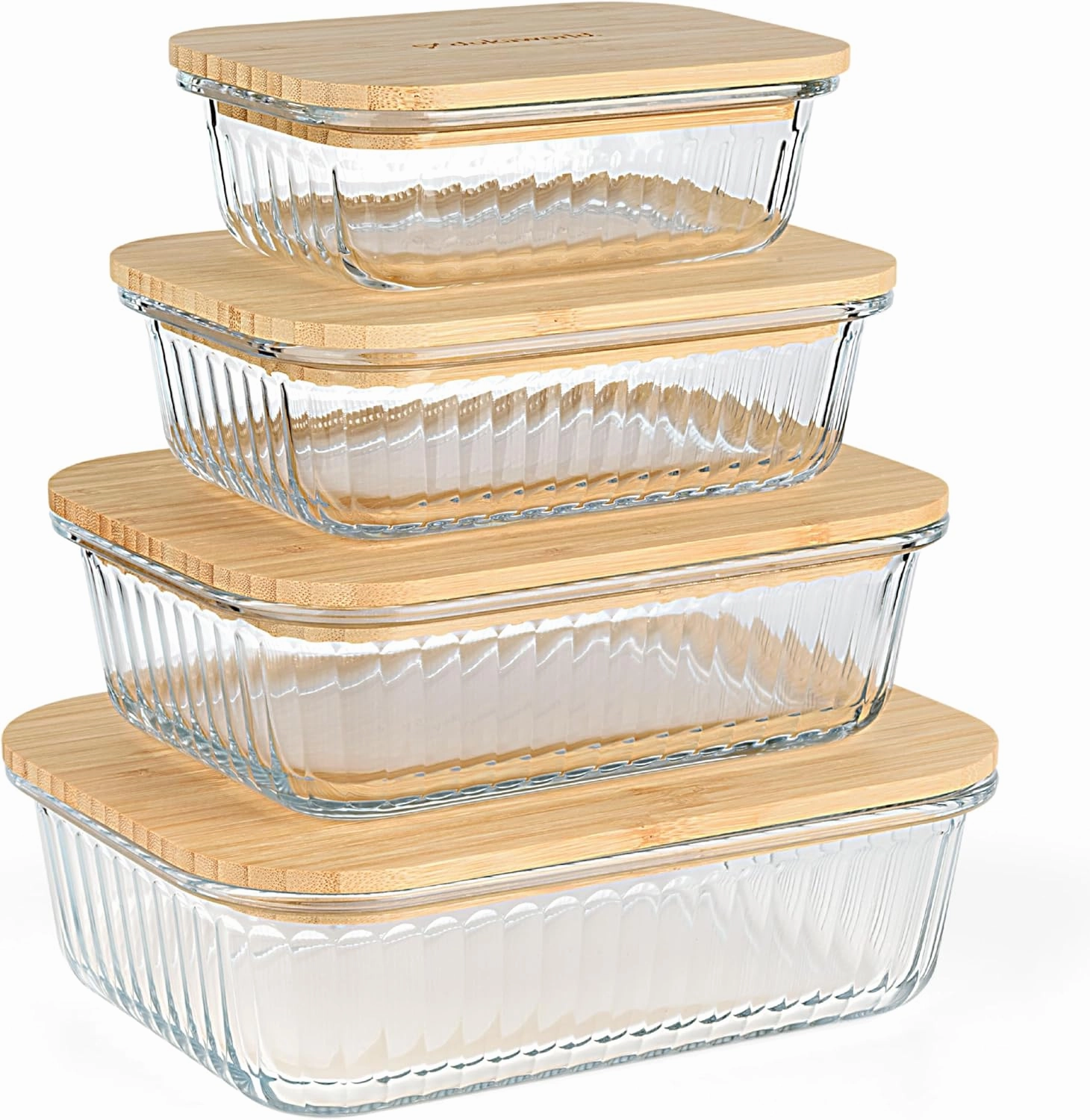 Natural Acacia Lids Set for Food Storage Glass Containers (4pcs) - Lids are compatible with all Glass Food Storage Containers Sets
