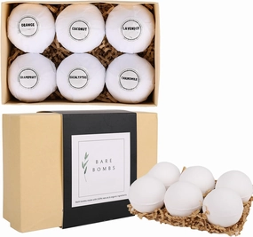 Natural & Organic Bath Bombs with a Variety of Essential Oils, Dye and Paraben Free, Vegan, at Home Spa, Extra Large, Set of 6