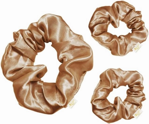 Natural hair essentials reversible and adjustable Satin bonnet, satin pillowcases, satin Scrunchies and headband set of 8 pieces (Beige)