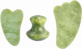 Natural Jade Stone Facial Massage Roller Gua Sha Board 3 Pcs/Set Gouache Scraper For Face Body Tools,L