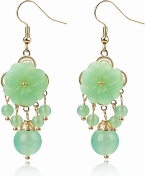 Natural Ladies Jade Earrings and Jade Necklace Set, Suitable for Mother's Day, Easter, Christmas