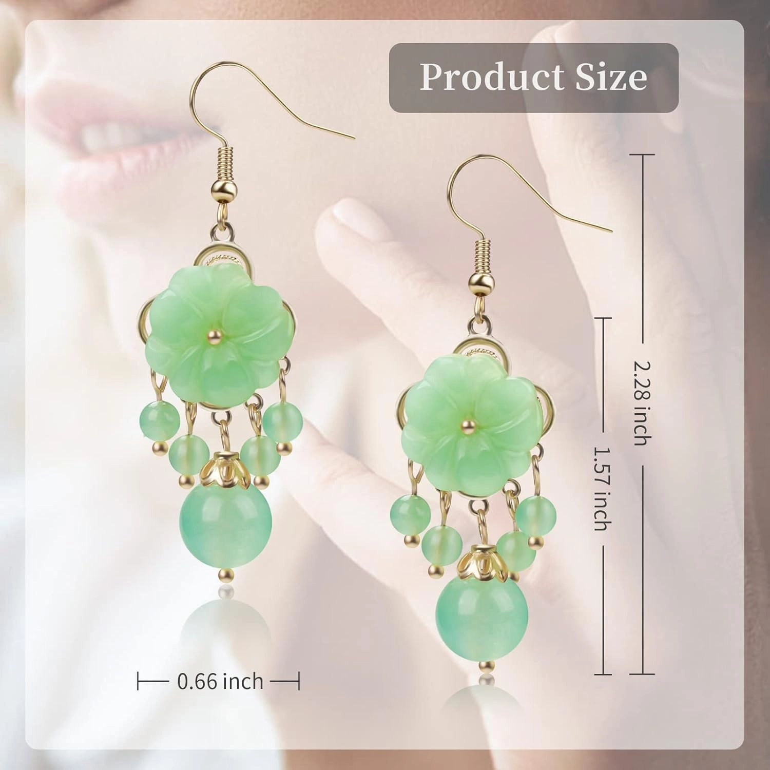 Natural Ladies Jade Earrings and Jade Necklace Set, Suitable for Mother's Day, Easter, Christmas