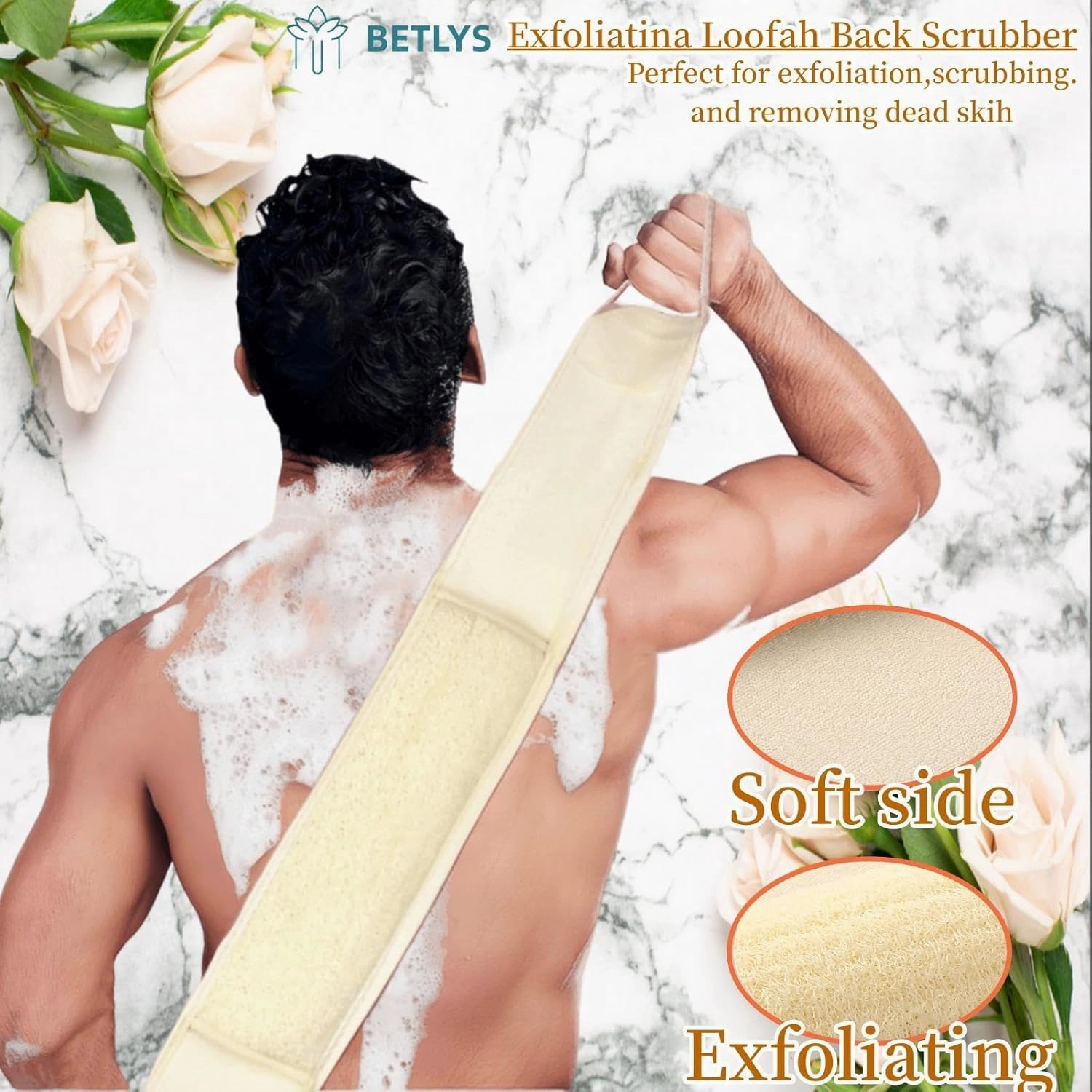 Natural Loofah Sponge Exfoliating Body Scrubber, Loofa Back Scrubber for Shower Set for Men and Women (3 Pack), Luffa Sponge Pads & Exfoliating Glove Deep Clean & Invigorate Your Skin, Yellow