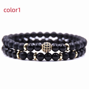 Natural Stone Bracelet Set 8mm Disco Ball Charms Bracelets