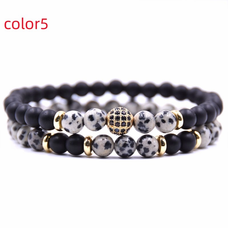 Natural Stone Bracelet Set 8mm Disco Ball Charms Bracelets