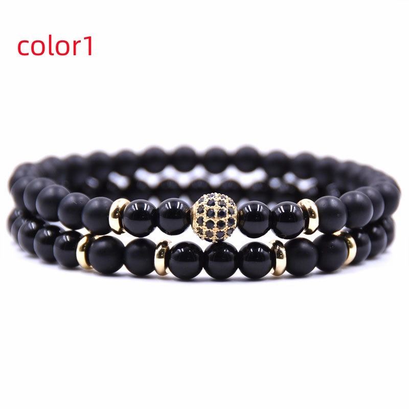 Natural Stone Bracelet Set 8mm Disco Ball Charms Bracelets