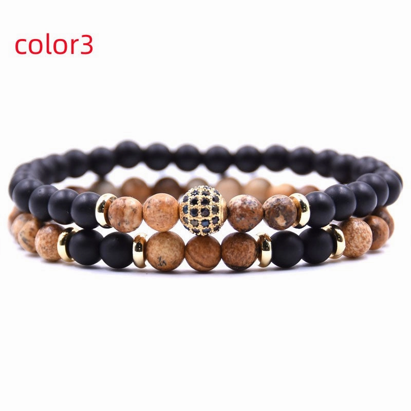 Natural Stone Bracelet Set 8mm Disco Ball Charms Bracelets