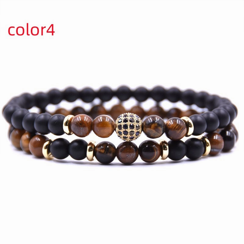 Natural Stone Bracelet Set 8mm Disco Ball Charms Bracelets